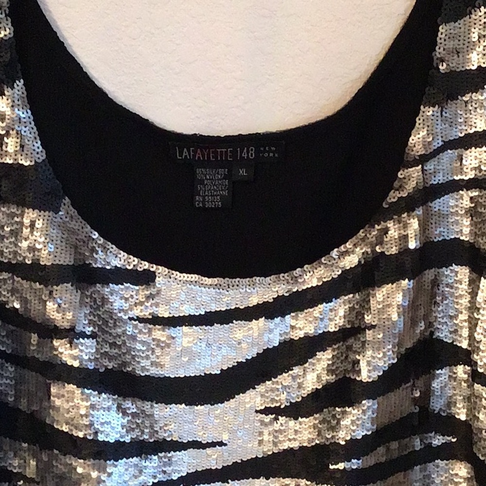 Lafayette 148 Women’s Silver Sequin Silk Crop Top